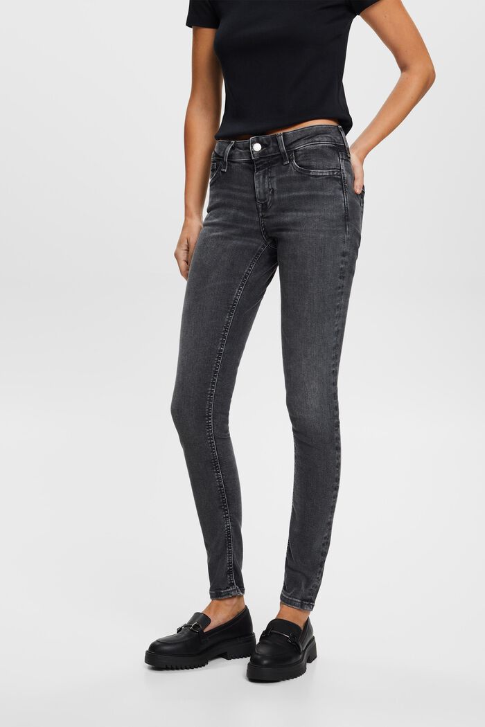Skinny džíny se střední výškou pasu, BLACK DARK WASHED, detail image number 0