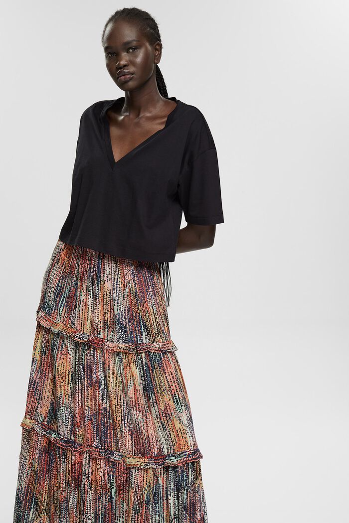 Maxi sukně s pestrobarevným vzorem, BLACK, detail image number 1