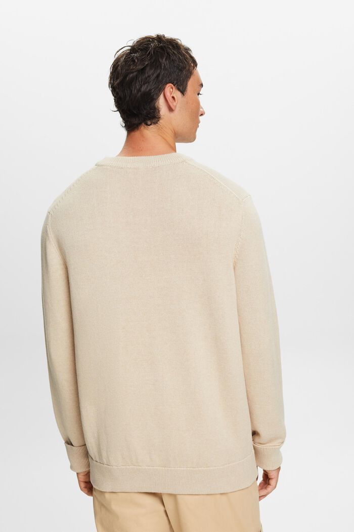 Bavlněný pulovr s kulatým výstřihem, SAND, detail image number 4