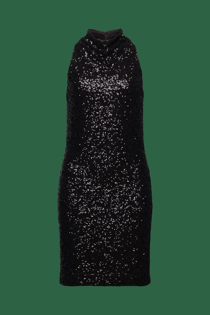 Flitrové midi šaty bez rukávů, se zavazováním za krkem, BLACK, detail image number 7