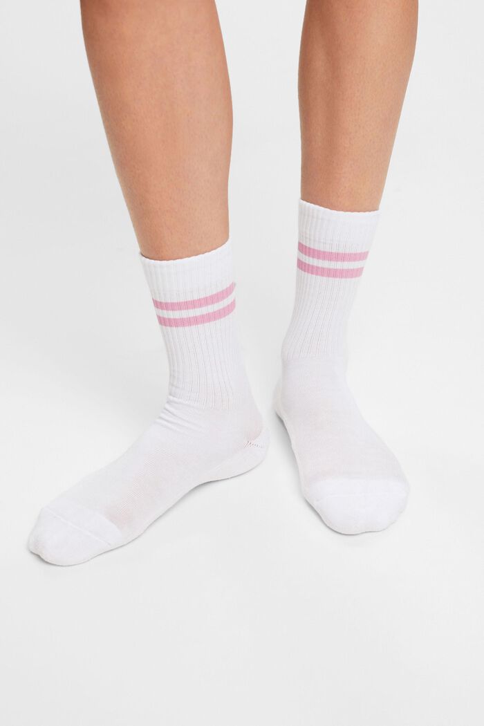 Pruhované tenisové ponožky, 2 páry v balení, WHITE, detail image number 1