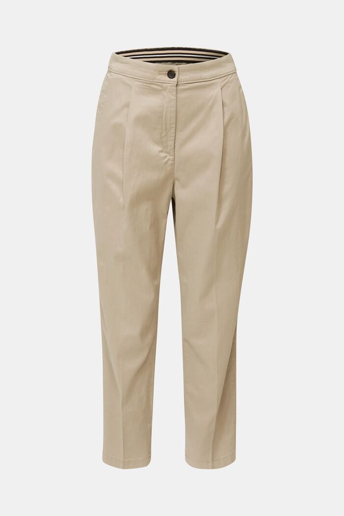 S materiálem TENCEL™: kalhoty se sklady v pase, BEIGE, detail image number 0