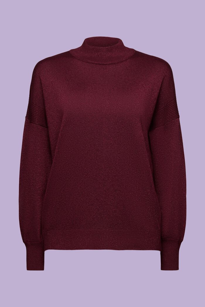Třpytivý pulovr s nízkým rolákem, BORDEAUX RED, detail image number 6