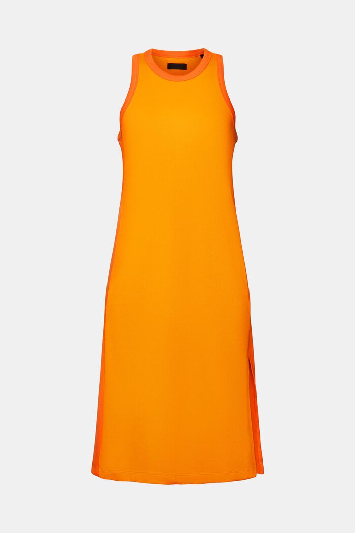 Žebrové žerzejové midi šaty, strečová bavlna, BRIGHT ORANGE, detail image number 6