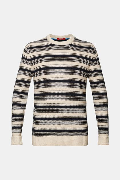 Pruhovaný pulovr s kulatým výstřihem, 100 % bavlna