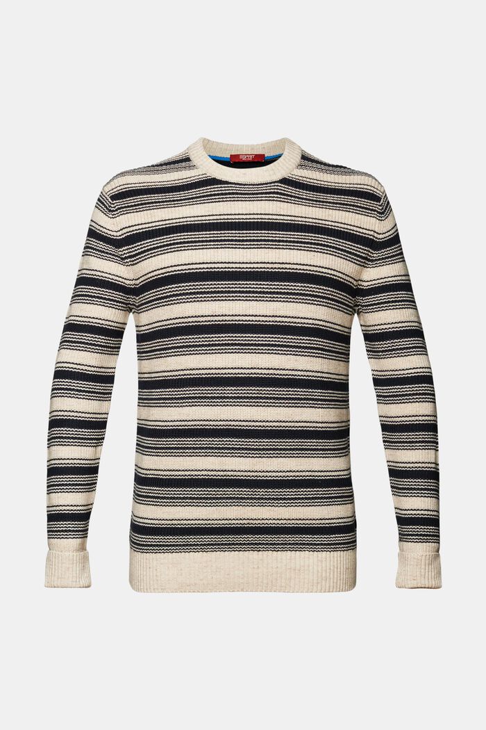 Pruhovaný pulovr s kulatým výstřihem, 100 % bavlna, NAVY, detail image number 6