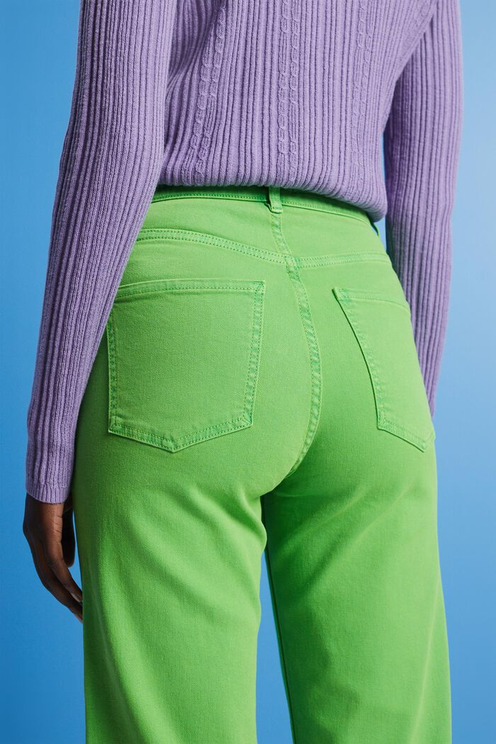 Kalhoty s rovnými nohavicemi a vysokým pasem, GREEN, detail image number 4