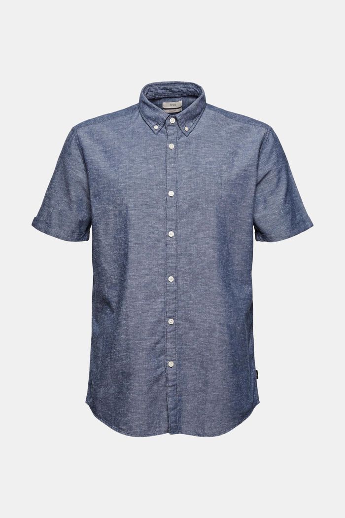 Len / bio bavlna: košile s krátkým rukávem, NAVY, detail image number 0