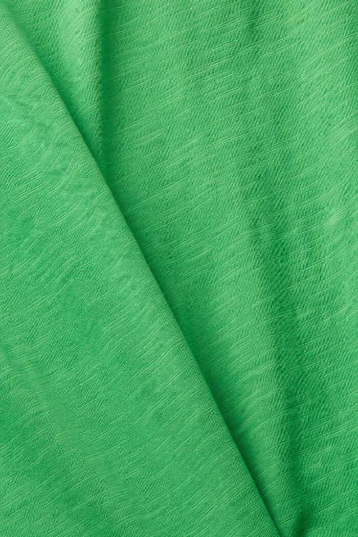 Bavlněné tričko s výstřihem do V a ozdobným prošíváním, GREEN, detail image number 5