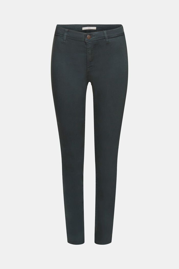 Strečové kalhoty Slim Fit, středně vysoký pas, DARK TEAL GREEN, detail image number 7