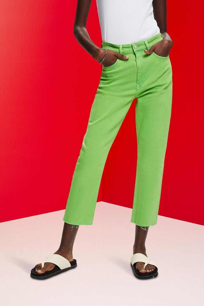Zkrácené kalhoty s roztřepenými lemy, GREEN, detail image number 0