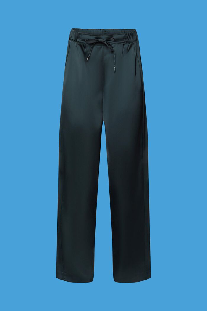 Saténové kalhoty se širokými nohavicemi, DARK TEAL GREEN, detail image number 6