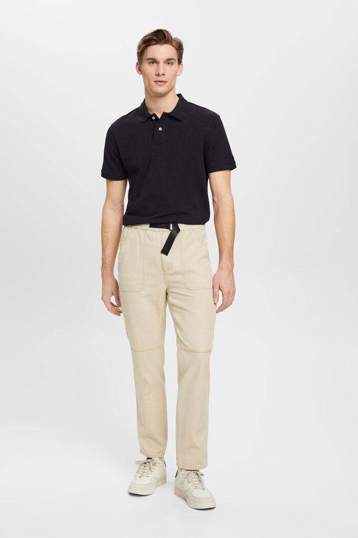 Kalhoty chino, pevná bavlna, rovný střih, SAND, detail image number 4