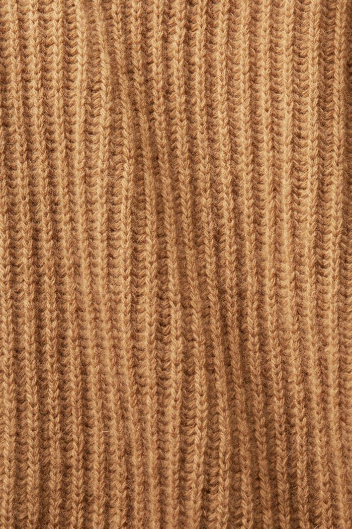 Pulovr z žebrové pleteniny, s nízkým rolákem, CARAMEL, detail image number 5
