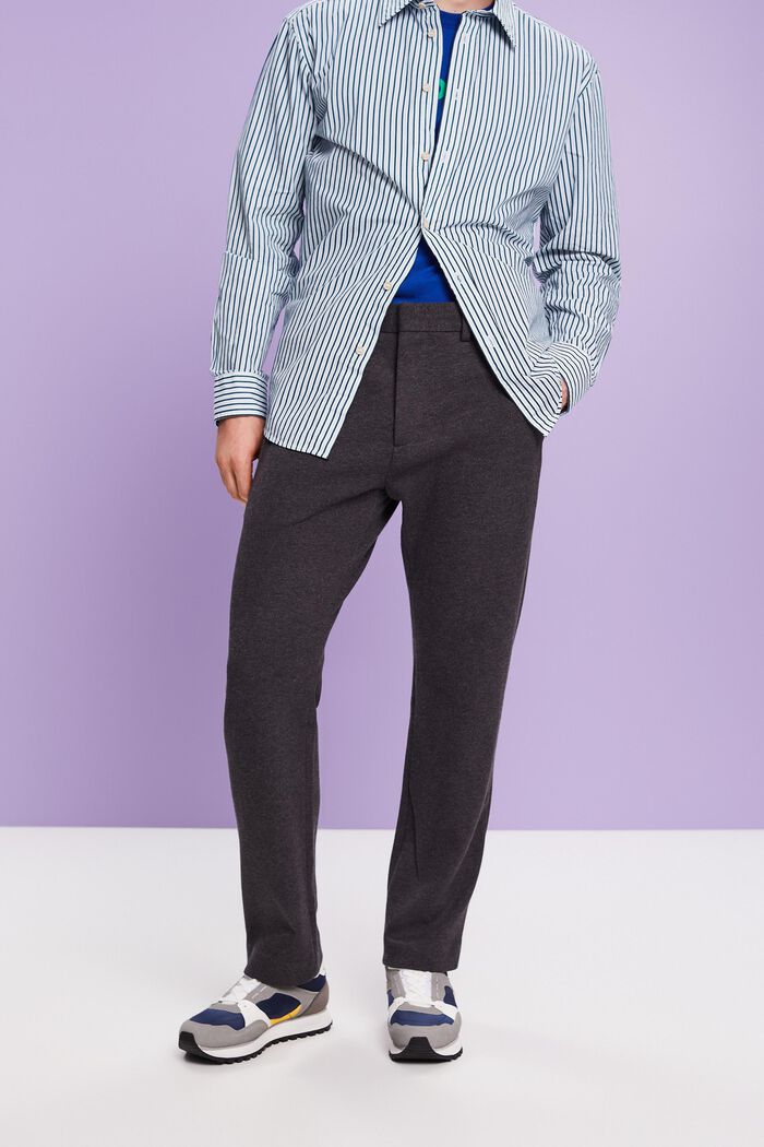 Slim kalhoty z pleteniny, DARK GREY, detail image number 0