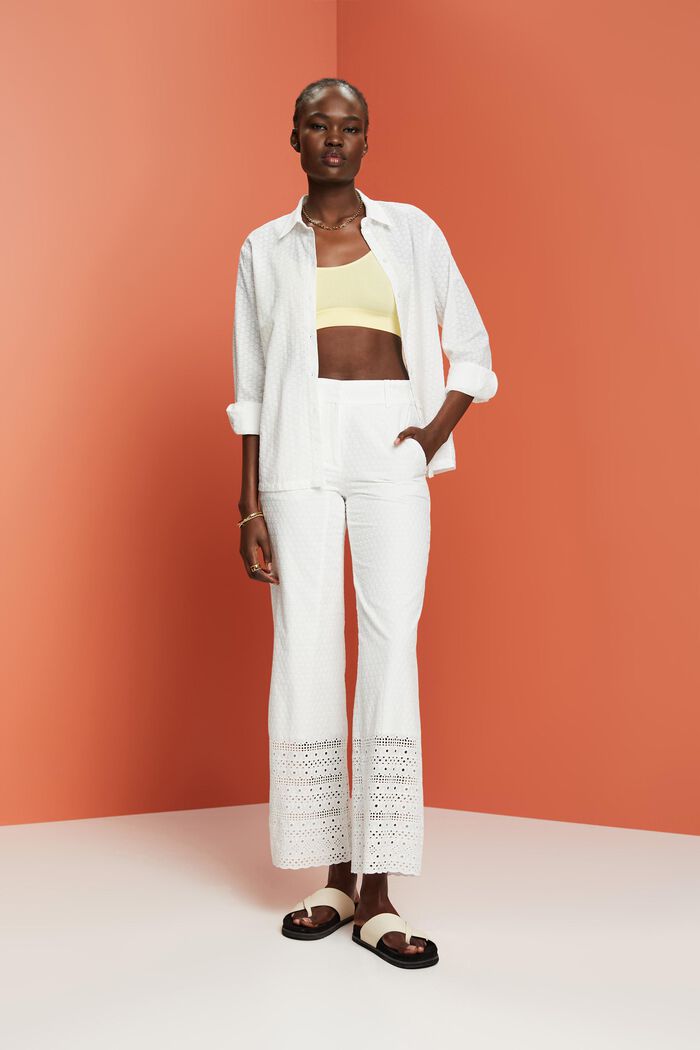 Kalhoty s výšivkami, 100% bavlna, WHITE, detail image number 5