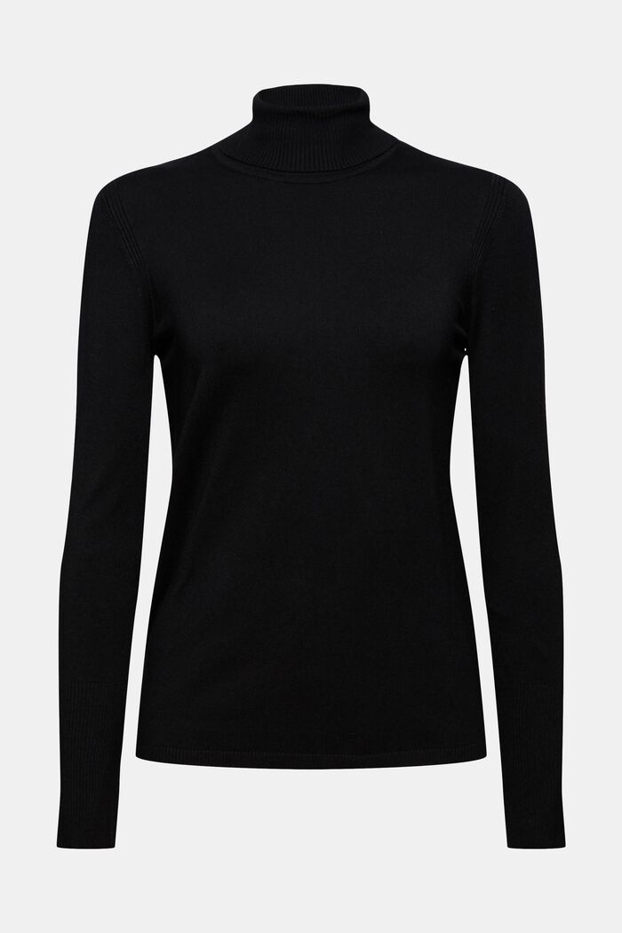 Basic pulovr s rolákovým límcem, LENZING™ ECOVERO™, BLACK, overview