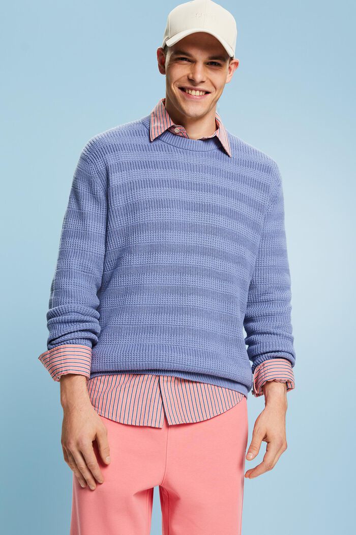 Strukturovaný pulovr s kulatým výstřihem, BLUE LAVENDER, detail image number 1