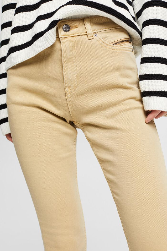 Strečové kalhoty s detaily v podobě zipů, SAND, detail image number 0