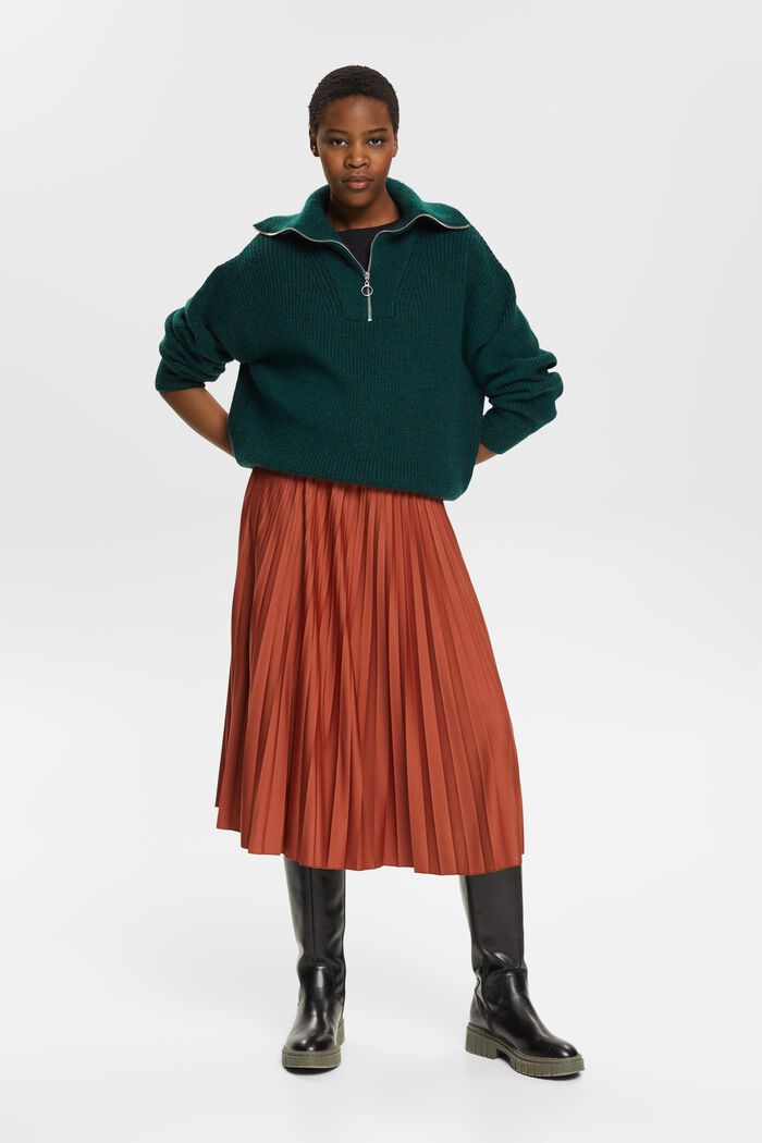 Plisovaná midi sukně, RUST BROWN, detail image number 4