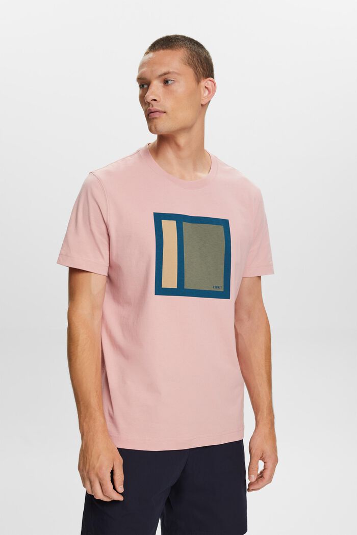 Tričko z bavlněného žerzeje, s grafickým designem, OLD PINK, detail image number 0