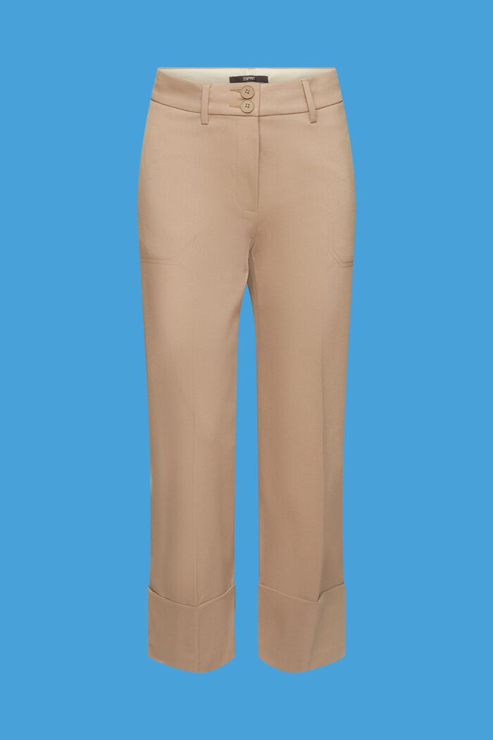 Zkrácené keprové kalhoty, TAUPE, detail image number 7
