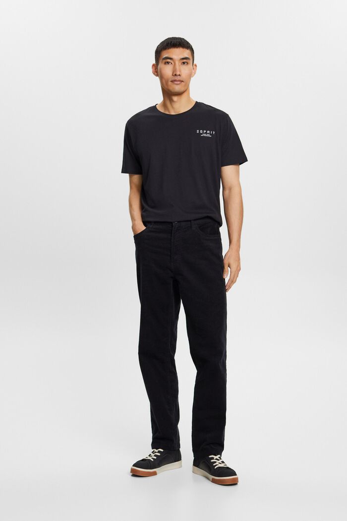 Manšestrové kalhoty s rovným straight střihem, BLACK, detail image number 5