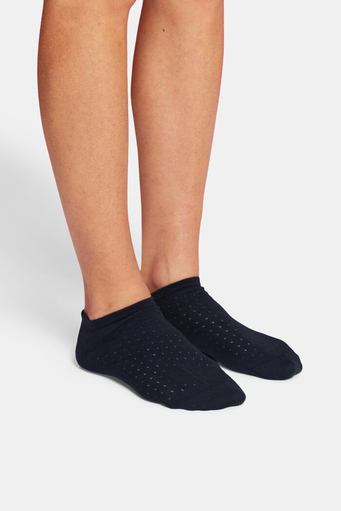 Nízké ponožky s vyšívanými dírkami, 2 páry, BLACK/WHITE, detail image number 1