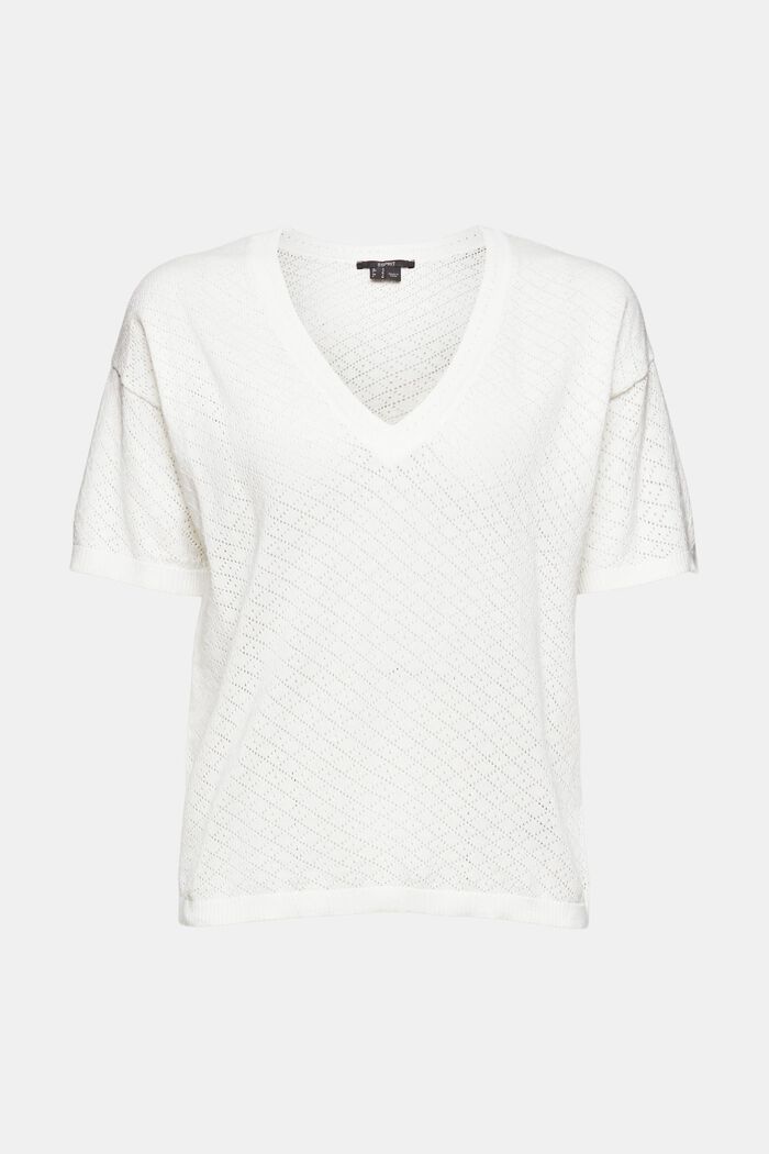 Se lnem: tričko se vzorem s dírkovanou krajkou, WHITE, detail image number 5