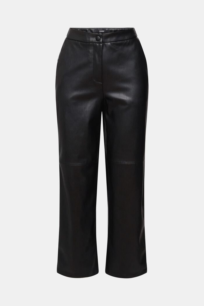Zkrácené kalhoty z imitace kůže, BLACK, detail image number 7