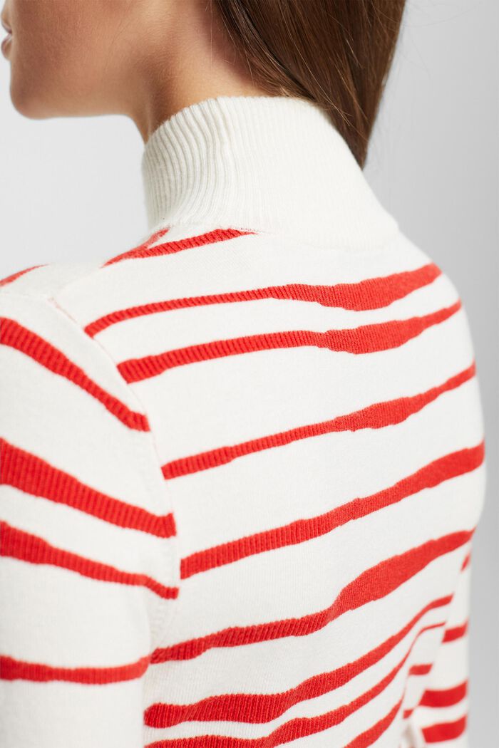 Pruhovaný pulovr s krátkým rolákovým límcem, OFF WHITE, detail image number 2