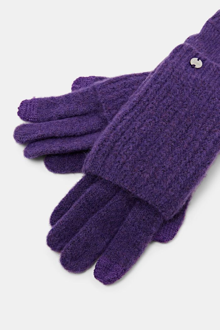 Pletené rukavice 2 v 1, PURPLE, detail image number 1