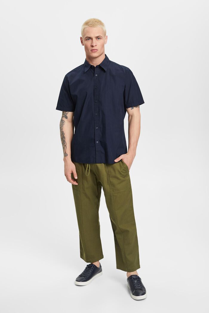Bavlněná košile z udržitelné bavlny, s krátkým rukávem, NAVY, detail image number 1