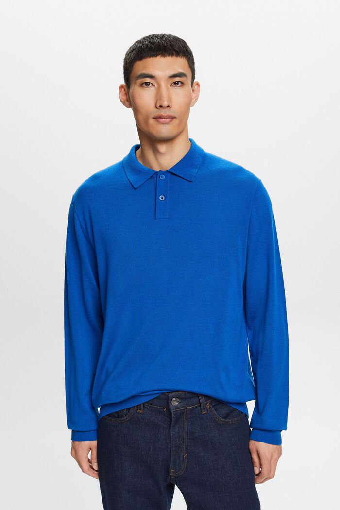 Vlněný pulovr s polokošilovým límcem, BRIGHT BLUE, detail image number 1