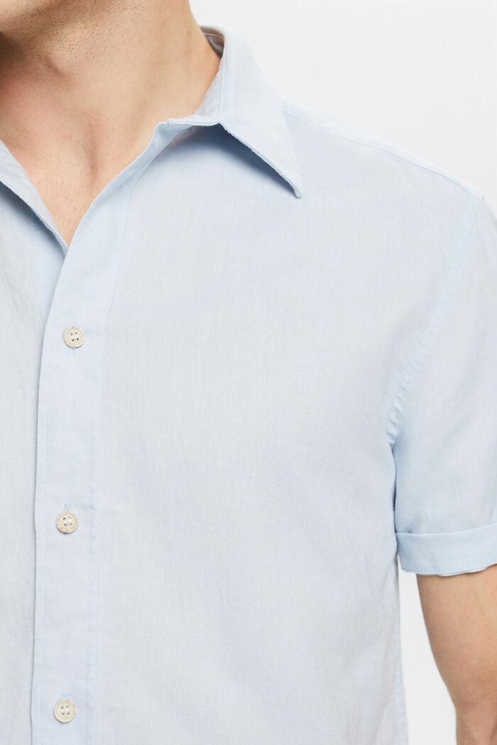 Košile s krátkým rukávem, ze směsi lnu a bavlny, LIGHT BLUE, detail image number 3