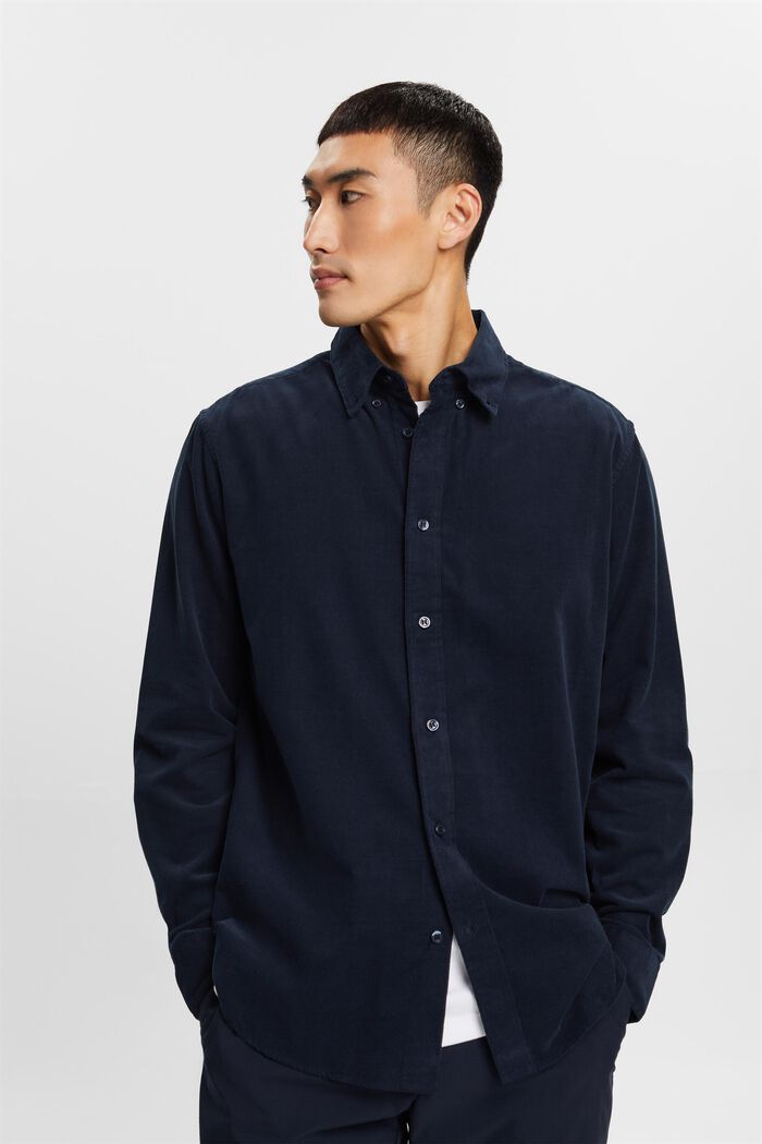 Manšestrová košile, 100% bavlna, PETROL BLUE, detail image number 0