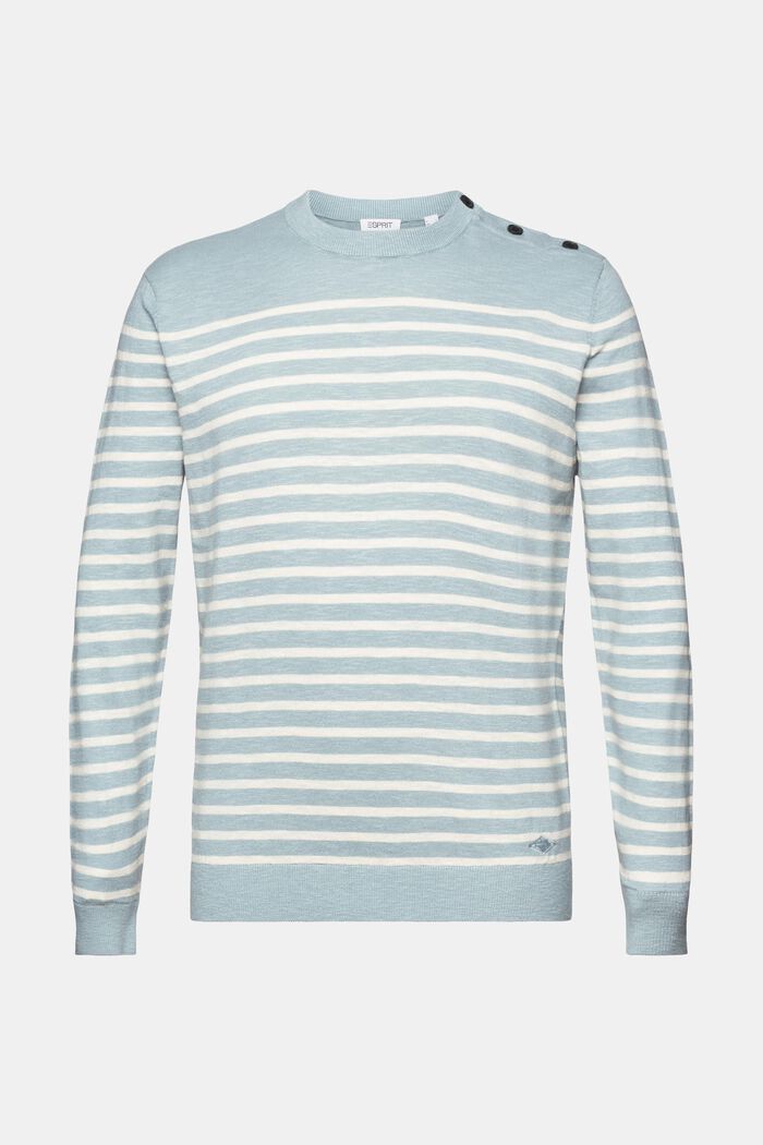 Pruhovaný pulovr ze směsi bavlny a lnu, LIGHT BLUE, detail image number 5