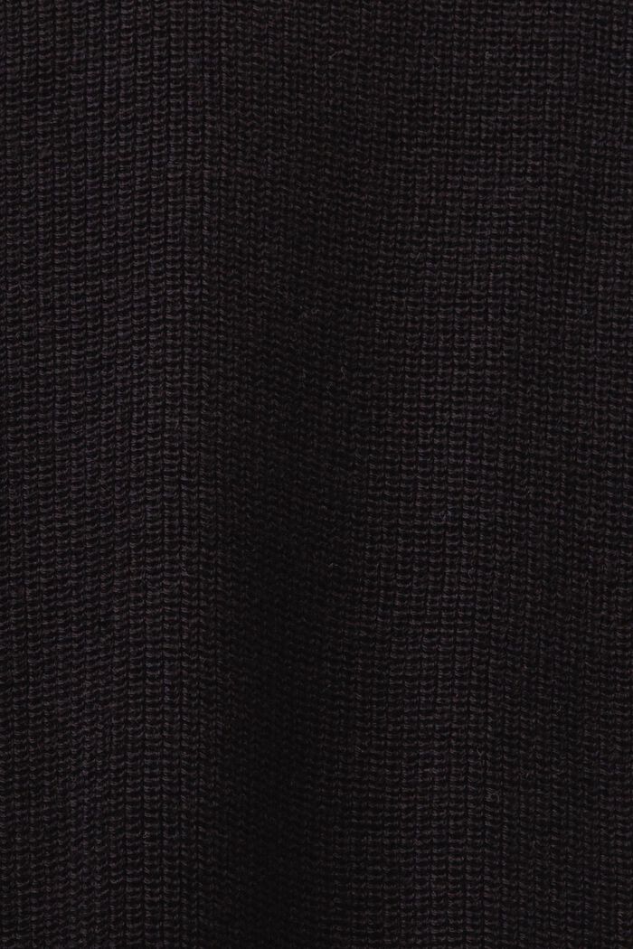 Pulovr z žebrové pleteniny, s rolákem a netopýřími rukávy, BLACK, detail image number 5