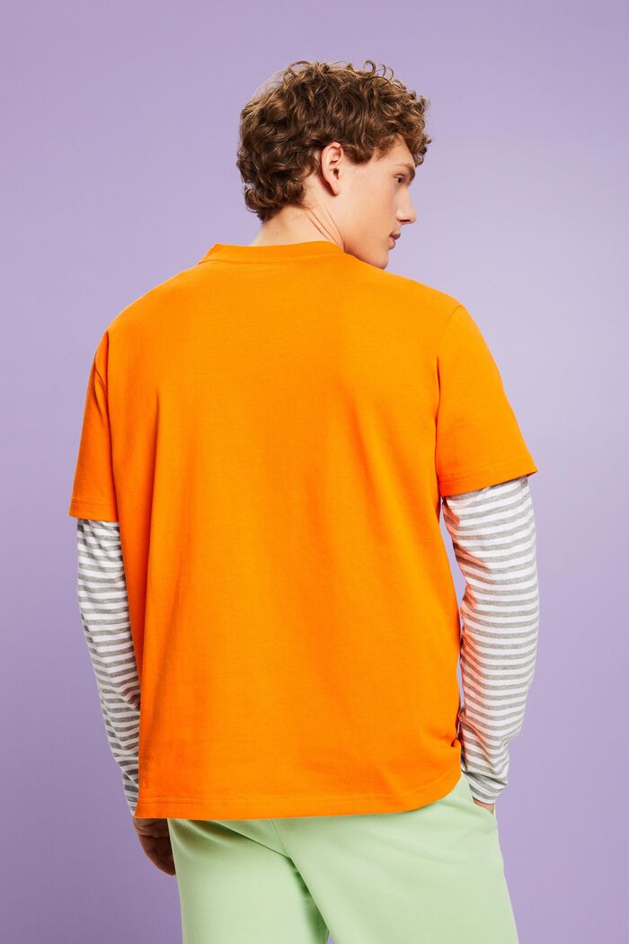 Unisex tričko s logem, z bavlněného žerzeje, CORAL ORANGE, detail image number 3