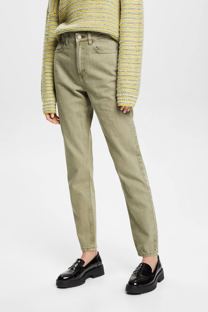 Kalhoty s mrkváčovými nohavicemi a vysokým pasem, LIGHT KHAKI, detail image number 0