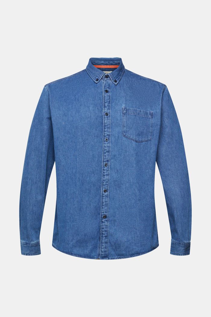 Džínová košile s nakládanou kapsou, BLUE MEDIUM WASHED, detail image number 6
