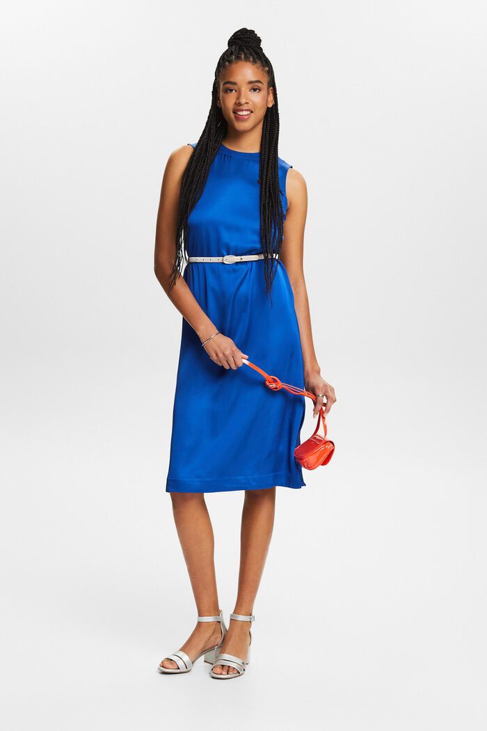 Saténové pouzdrové šaty bez rukávů, BRIGHT BLUE, detail image number 5