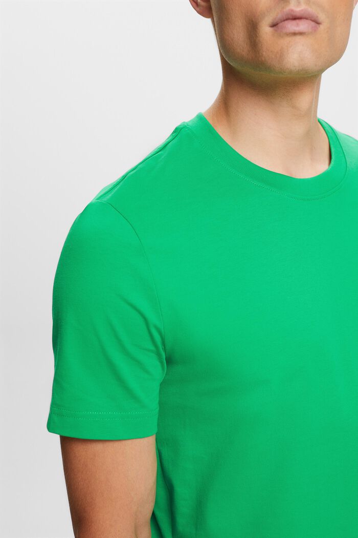 Tričko s kulatým výstřihem, z žerzeje z bavlny pima, GREEN, detail image number 2