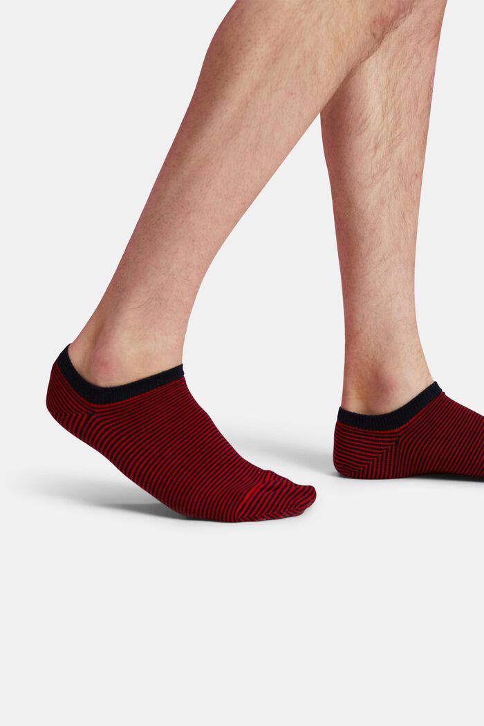 Proužkované kotníkové ponožky, 2 páry v balení, RED, detail image number 1