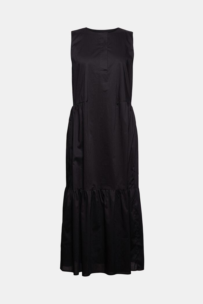 Bavlněné midi šaty bez rukávů, s volány, BLACK, detail image number 0