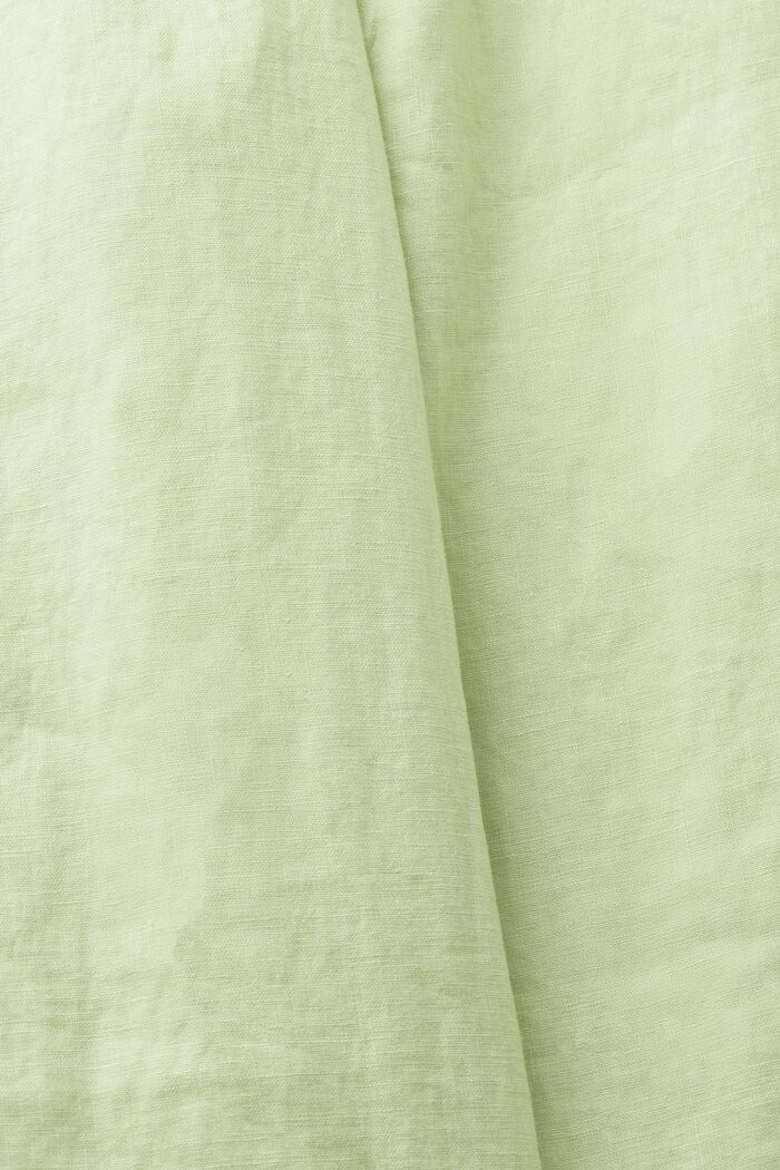 Lněné kalhoty se širokými nohavicemi a opaskem, LIGHT GREEN, detail image number 5