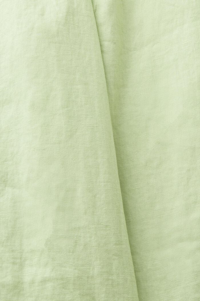 Lněné kalhoty se širokými nohavicemi a opaskem, LIGHT GREEN, detail image number 5