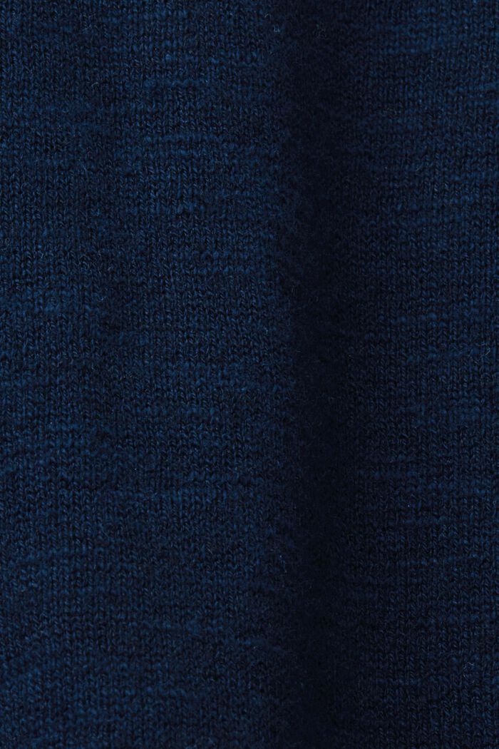 Pulovr s kulatým výstřihem, směs bavlny a lnu, NAVY, detail image number 5