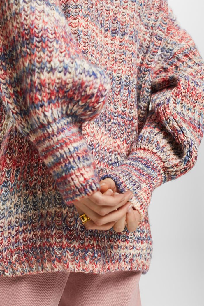 Vícebarevný pulovr se stojáčkem, RED, detail image number 4