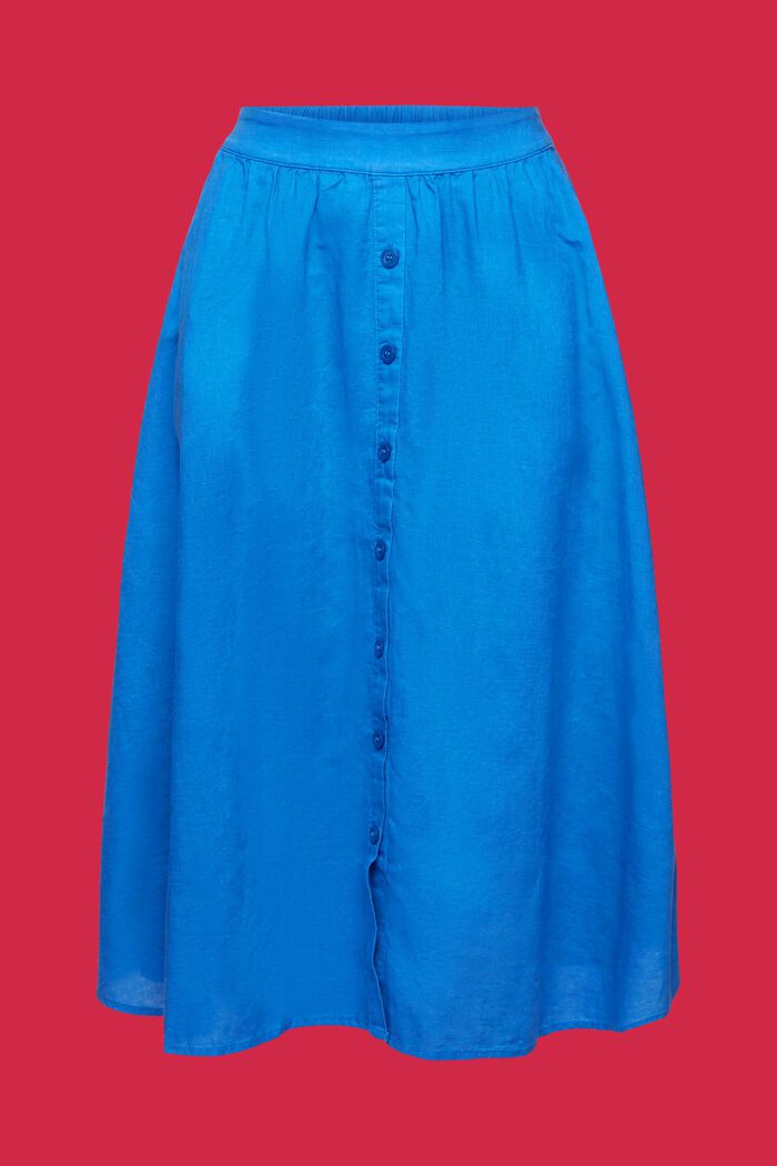 Midi sukně, směs lnu s bavlnou, BRIGHT BLUE, detail image number 5